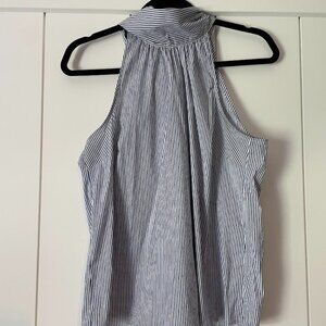 Pin stripe high tie neck tank top